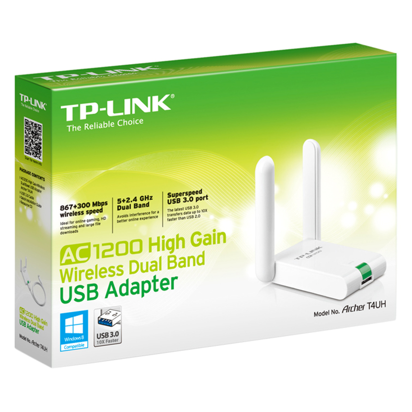 TP-Link  Archer T4UH - Bộ Chuyển Đổi USB Không Dây Độ Lợi Cao Băng Tần Kép AC1200 - Hàng Chính Hãng